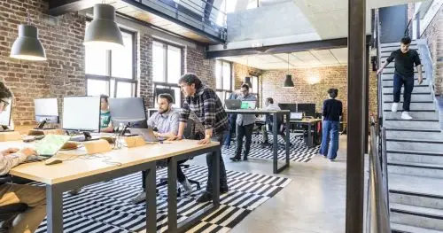 Business team collaboration and AI strategy planning session